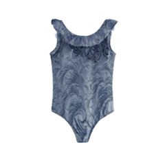 Ice Frost Crystals Kids  Frill Swimsuit by artworkshop