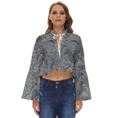 Ice Frost Crystals Boho Long Bell Sleeve Top by artworkshop