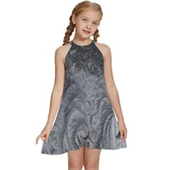 Ice Frost Crystals Kids  Halter Collar Waist Tie Chiffon Dress by artworkshop