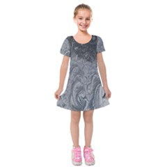 Ice Frost Crystals Kids  Short Sleeve Velvet Dress by artworkshop