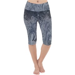 Ice Frost Crystals Lightweight Velour Cropped Yoga Leggings by artworkshop