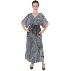 Ice Frost Crystals V-neck Boho Style Maxi Dress by artworkshop