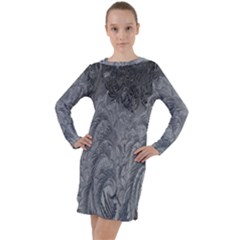 Ice Frost Crystals Long Sleeve Hoodie Dress by artworkshop