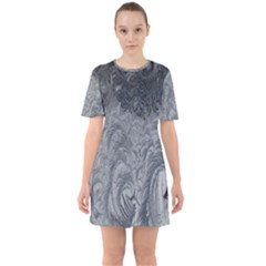 Ice Frost Crystals Sixties Short Sleeve Mini Dress by artworkshop