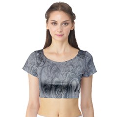 Ice Frost Crystals Short Sleeve Crop Top by artworkshop