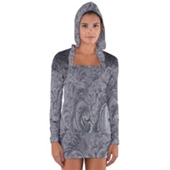 Ice Frost Crystals Long Sleeve Hooded T-shirt by artworkshop