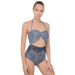 Ice Frost Crystals Scallop Top Cut Out Swimsuit by artworkshop