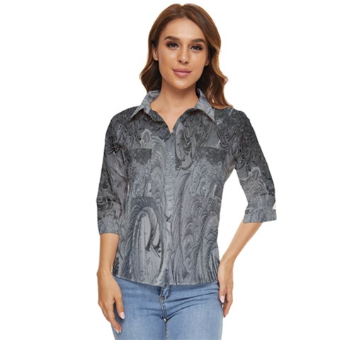 Ice Frost Crystals Women s Quarter Sleeve Pocket Shirt by artworkshop