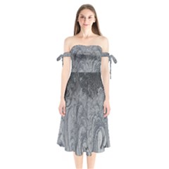 Ice Frost Crystals Shoulder Tie Bardot Midi Dress by artworkshop