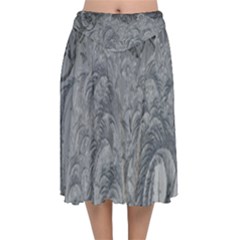 Ice Frost Crystals Velvet Flared Midi Skirt