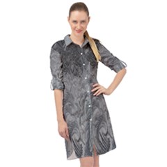 Ice Frost Crystals Long Sleeve Mini Shirt Dress by artworkshop