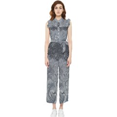 Ice Frost Crystals Women s Frill Top Chiffon Jumpsuit by artworkshop