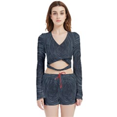  Stars Rotation  Velvet Wrap Crop Top And Shorts Set by artworkshop