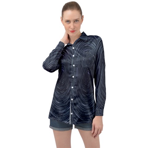  Stars Rotation  Long Sleeve Satin Shirt by artworkshop