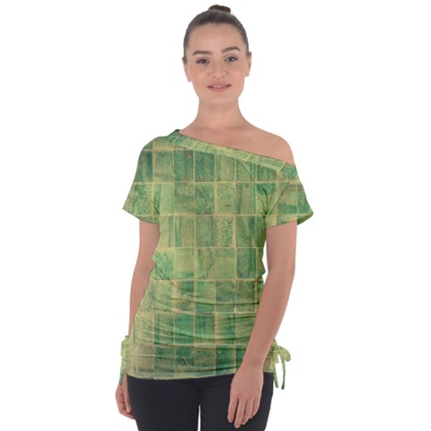 Bathroom Ceramic  Off Shoulder Tie-up Tee by artworkshop