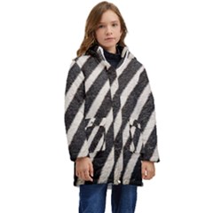  Zebra Pattern  Kid s Hooded Longline Puffer Jacket by artworkshop