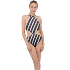  Zebra Pattern  Halter Side Cut Swimsuit by artworkshop