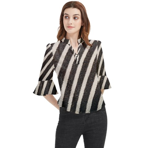  Zebra Pattern  Loose Horn Sleeve Chiffon Blouse by artworkshop