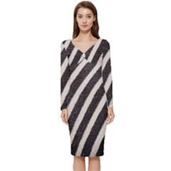  Zebra Pattern  Long Sleeve V-neck Bodycon Dress  by artworkshop