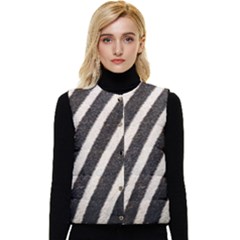  Zebra Pattern  Women s Short Button Up Puffer Vest by artworkshop