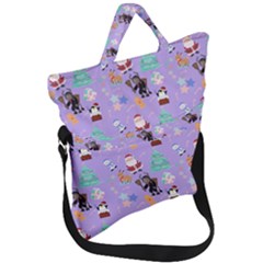 Purple Krampus Christmas Fold Over Handle Tote Bag