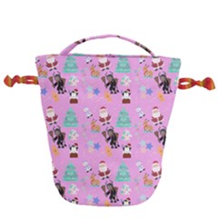 Pink Krampus Christmas Drawstring Bucket Bag