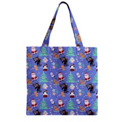 Blue Krampus Christmas Zipper Grocery Tote Bag