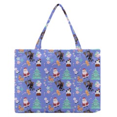 Blue Krampus Christmas Zipper Medium Tote Bag