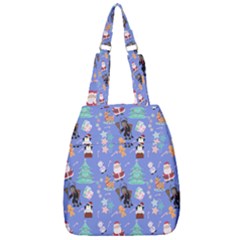 Blue Krampus Christmas Center Zip Backpack