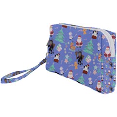 Blue Krampus Christmas Wristlet Pouch Bag (small)