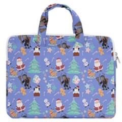 Blue Krampus Christmas Macbook Pro 16  Double Pocket Laptop Bag 