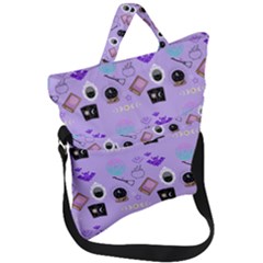 Pale Purple Goth Fold Over Handle Tote Bag