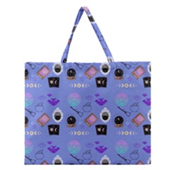 Pale Blue Goth Zipper Large Tote Bag