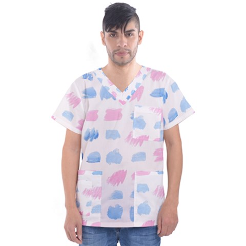 Background Collor Men s V-neck Scrub Top by nate14shop