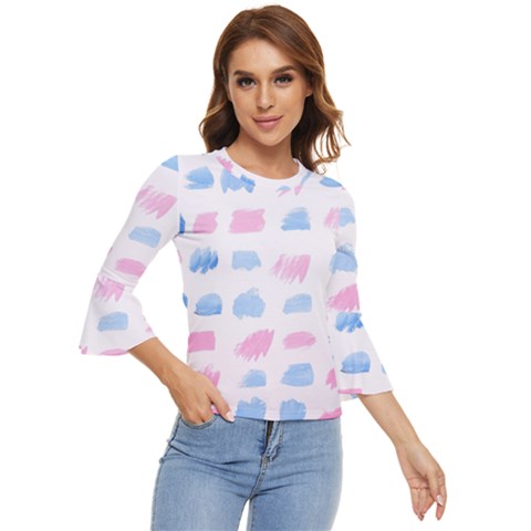 Background Collor Bell Sleeve Top by nate14shop