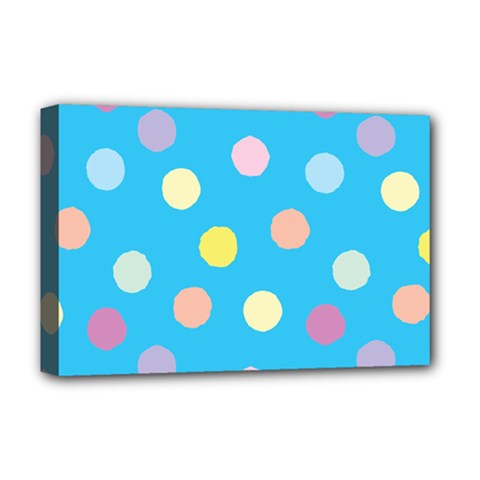 Blue Polkadot Deluxe Canvas 18  X 12  (stretched)