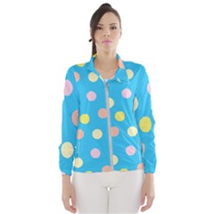 Blue Polkadot Women s Windbreaker by nate14shop