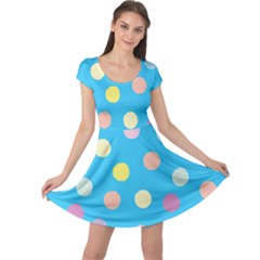 Blue Polkadot Cap Sleeve Dress by nate14shop