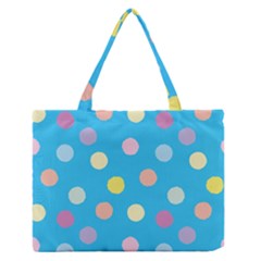 Blue Polkadot Zipper Medium Tote Bag by nate14shop