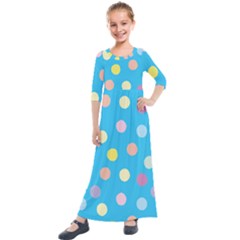 Blue Polkadot Kids  Quarter Sleeve Maxi Dress by nate14shop