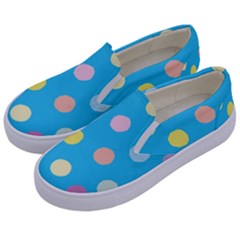 Blue Polkadot Kids  Canvas Slip Ons by nate14shop