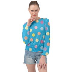 Blue Polkadot Banded Bottom Chiffon Top by nate14shop