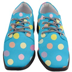 Blue Polkadot Women Heeled Oxford Shoes by nate14shop