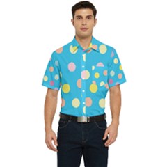 Blue Polkadot Men s Short Sleeve Pocket Shirt  by nate14shop