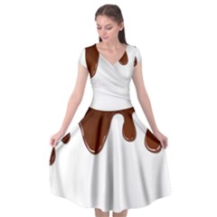 Chocolate Cap Sleeve Wrap Front Dress by nate14shop