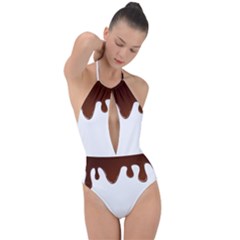 Chocolate Plunge Cut Halter Swimsuit