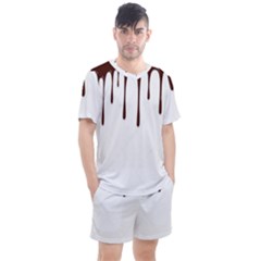 Illustration-chocolate-dropping-chocolate-background-vector Men s Mesh Tee And Shorts Set