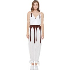 Illustration-chocolate-dropping-chocolate-background-vector Sleeveless Tie Ankle Chiffon Jumpsuit by nate14shop