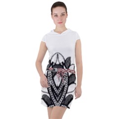 Im Fourth Dimension Black White Drawstring Hooded Dress by imanmulyana