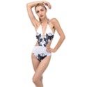 IM Fourth Dimension Black White Plunging Cut Out Swimsuit View1